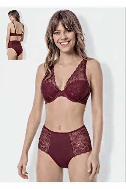 Godewo طقم حمالة صدر وسروال داخلي دانتيل مدعوم باللون البرقوقي 20201