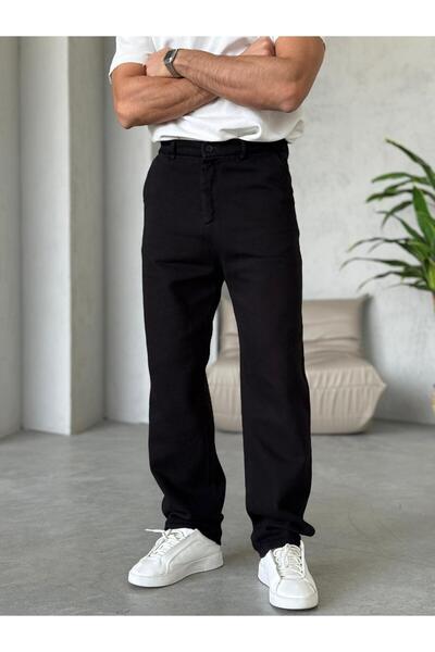 FO4RBS Regular Kalıp Dokulu Gabardin Pantolon - Siyah