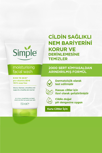 Simple Kind To Skin Hassas Ciltler İçin Su Bazlı Nemlendirici 125ML & Nemlendirici Yüz Yıkama Jeli 150 ML