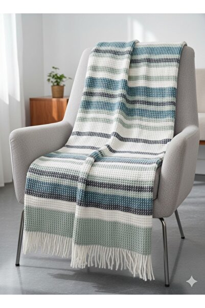Livoras Home Cozy Life Pamuklu Püsküllü Skoç Tv Battaniyesi 130 x 170