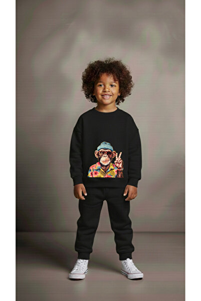 playwear Φούτερ ομάδας MONKEY PEACE με στάμπα για κορίτσια και αγόρια, με λαι...