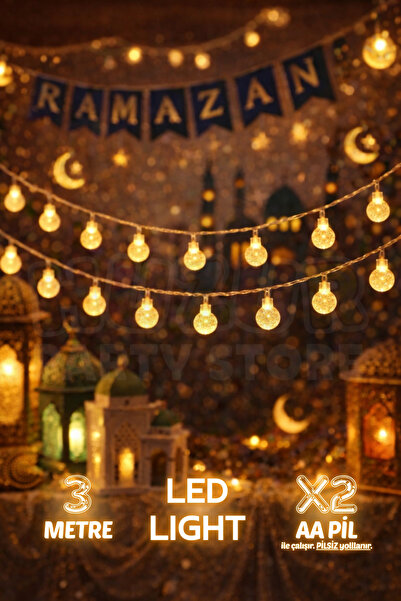 Huzur Party Store Kristalize Top Led Işık 3 Metre Hoşgeldin Ramazan Bayramı D...