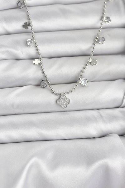 shopwave Brass Silver Rk Yonca Model Women's Necklace