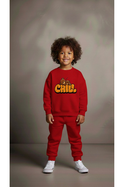 playwear سترة رياضية CHILL مطبوع للفتيات والأولاد برقبة دائرية3 4-5-6-7-8-9-1...