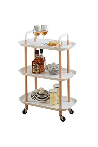 Generic عربة تخزين متحركة بعجلات ومقبض - عربة بلاستيكية متعددة الأغراض