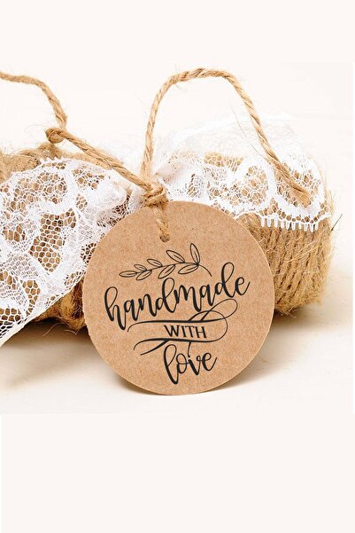 Dekorden Kraft Label, 100 Pieces Hand Made With Love Labels