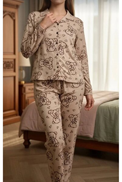 Hepyek Patterned Suede Fabric Pajama Set