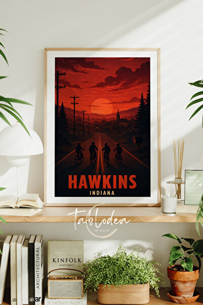 tablodea Poster înrămat Stranger Things Hawkins, pictură decorativă din seria...