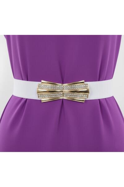MODAM HİFA Gold Buckle Elastic Belt Women's Belt Dress Belt Shirt Belt Coat Belt
