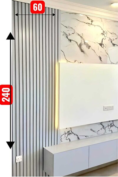 ÖZBİR KITCHEN Gümüş Gri Akustik Duvar Paneli 60x240 Ahşap Duvar Paneli