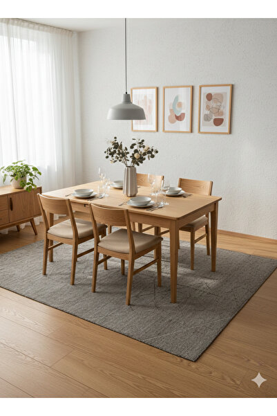 NOSSO HOME Luna Açılabilir Ahşap Ayaklı 4-6 Kişilik Yemek, Mutfak masası