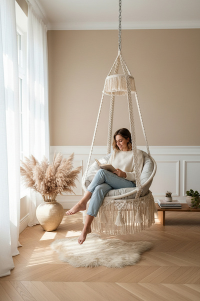 Morvia Pampas Model El Yapımı Makrome Salıncak | Tek Kişilik | Bohem & Doğal ...