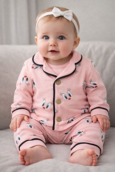derin baby طقم بيجامة للأطفال من القطن بنسبة 100% بأكمام طويلة وأزرار موسمي ب...