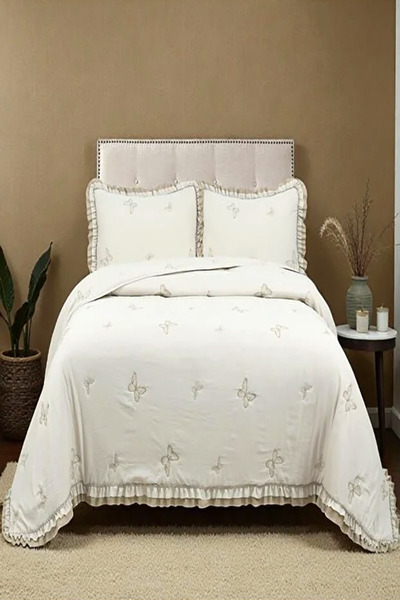 eco concept مفرش سرير مزدوج مكشكش، مفرش سرير مزدوج يومي، مفرش سرير المهر