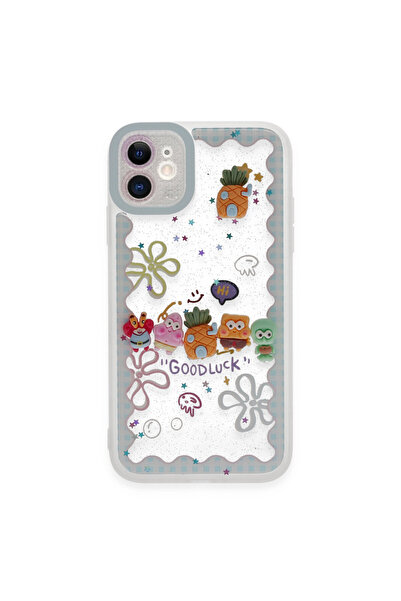 NewFace iPhone 11 Case Sweet Patterned Silicone Cover - Light Blue