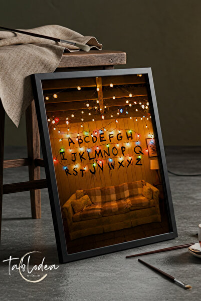 tablodea Poster înrămat cu alfabetul Will din Stranger Things, decor de peret...