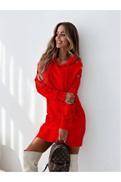 nedo7 Women's Long Sleeve Hood Detail Mini Dress