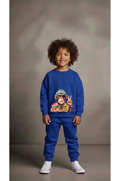 playwear Hanorac de echipă MONKEY PEACE imprimat pentru fete și băieți, cu gâ...