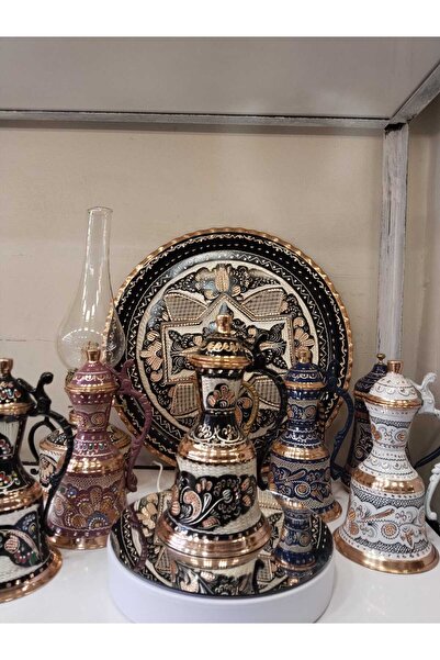 KARACA BAKIR İşlemeli Bakır Güğüm-Biblo Güğüm-19 cm süs Bakır Güğüm