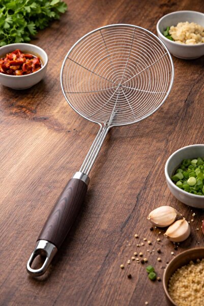 Senz Paslanmaz Çelik Kızartma Kevgiri, Yağ Süzgeci, Çelik Tel Kepçe Orta boy ...