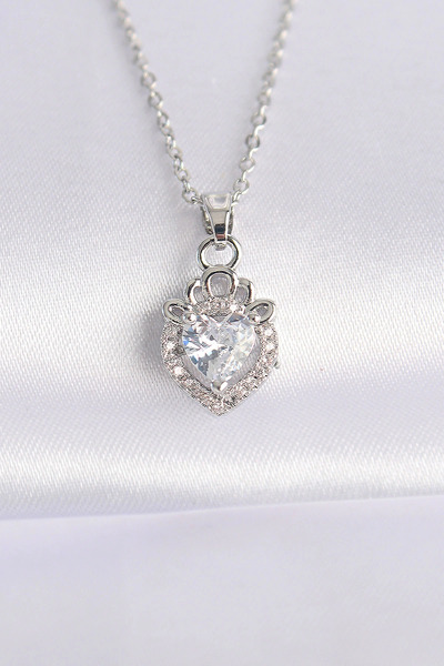 shopwave قلادة رابونزل من الفولاذ 316L مع حجر الزركون الفضي اللون