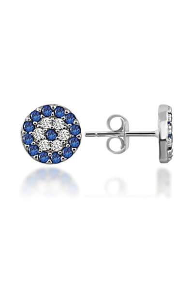 mefshop 925 Ayar Gümüş Nazar Boncuklu Vidalı Gümüş Küpe