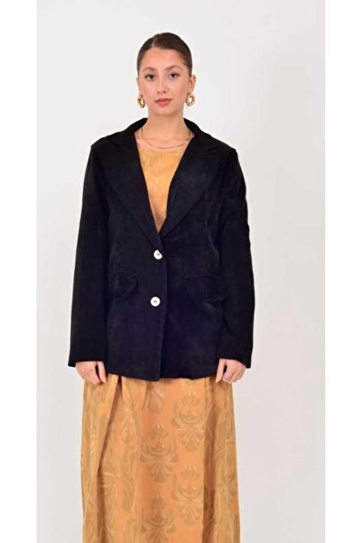 Özgürbutik Relaxed Fit Velvet Blazer Jacket