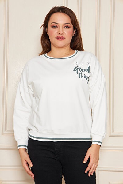 UNIQUE LADY Crew Neck Long Sleeve Printed Sweatshirt