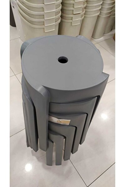 Tuffex 6’lı Kırılmaz Plastik Tabure | Kaymaz Ayaklı, İç İçe Geçebilen | Latte