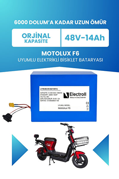 ELECTROLL Motolux F6 Batarya (STANDART KAPASİTE) 48v 14 Ah Lifepo4 (ELEKTRİKL...