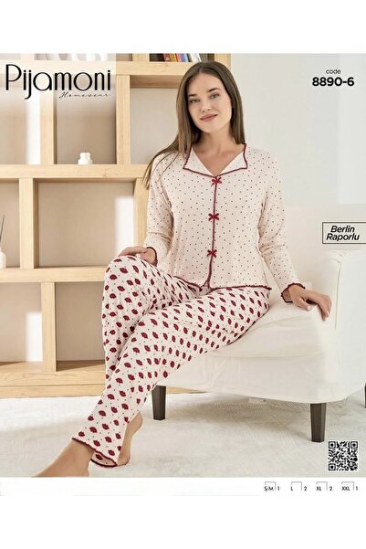 Pijamoni Berlin Raporlu Kurdele Detaylı Pijama Takımı