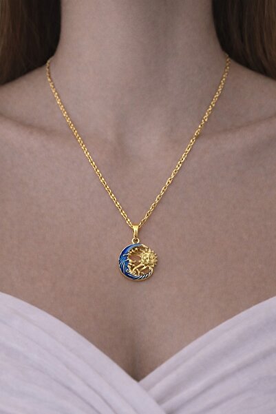 G Lady Ay ve Güneş Özel Tasarım Kadın Kolye Çelik Kararmaz