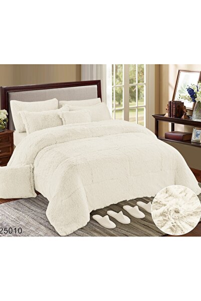 alzawia Modern double bedsheet set, 10 pieces, faux fur