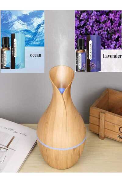 OEM Difuzor Aromaterapie Tip Vază 200ml USB, Ultrasunete, 7 Culori, 2 Uleiuri Incluse
