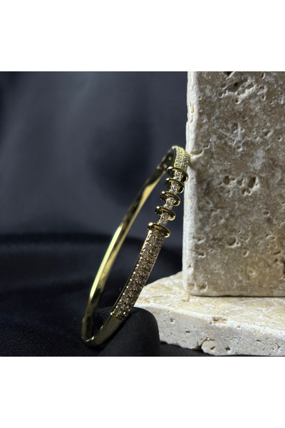 olvera shine 14k Orjinal xPİNG Antialerjen Zirkon Taşlı Kelepçe Gold