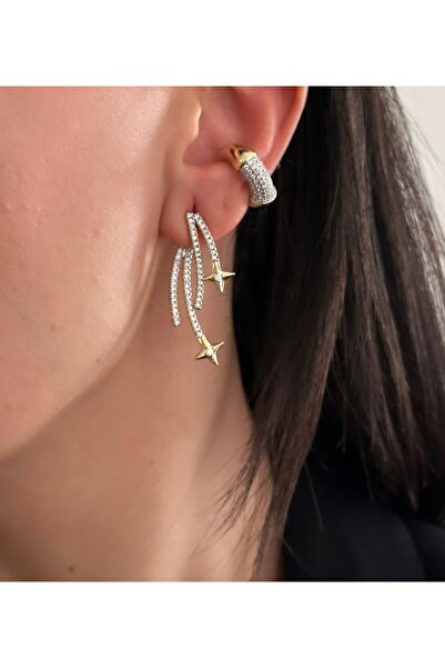 mibrillo Marka Mudali 3-Piece Earring Set with Zircon Stone Shooting Star Ear...