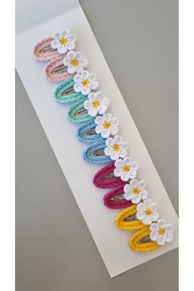 ELYTA KALİTEYİ UCUZA AL Girl's Hair Clip Hand Knitted Handmade Set of 10 Snap Clips – Hair Accessory