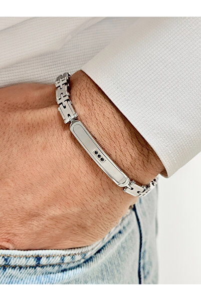 FERRO سوار رجالي من الفولاذ الفضي FRJ10111A-A مع ضمان لمدة عامين لا يسود مع ع...