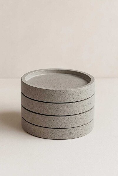 betonmall Set of 4 Round Concrete Coasters |   Handmade Stone Textured Concre...