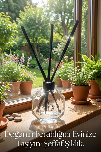 Elegancia Dekoratif Boş Oda Kokusu Şişesi 200 ml | Özel Tasarım Siyah Bambu Ç...