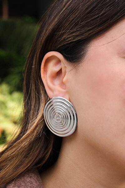 ByFlorya Jewelry أقراط حلقة VIP منحنية مع أطراف فولاذية، أقراط معدنية على شكل...