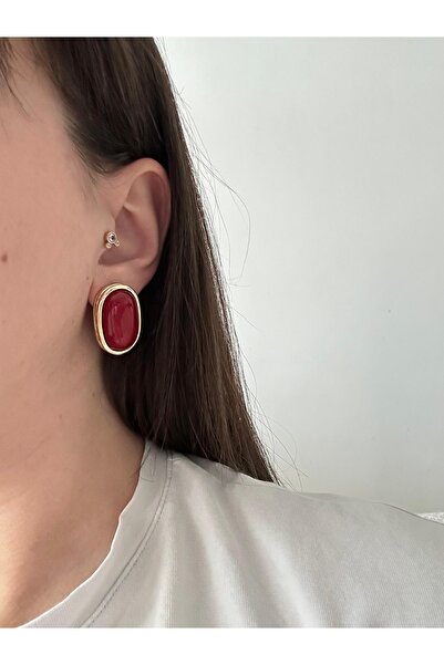 Charmist أقراط فولاذية باللون العنابي اللارينا