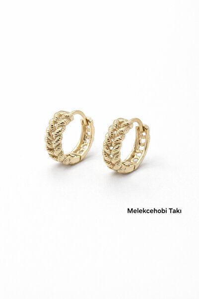XUPING JEWELRY 14 Ayar Altın Kaplama Örgü Desenli Halka Küpe