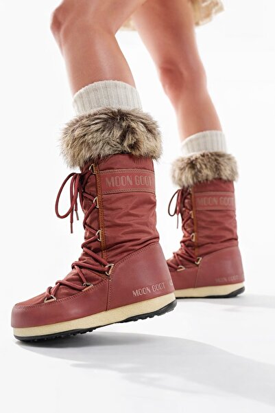 MOON BOOT أحذية موناكو المقاومة للماء للثلج باللون البني أحذية طويلة مقاومة ل...