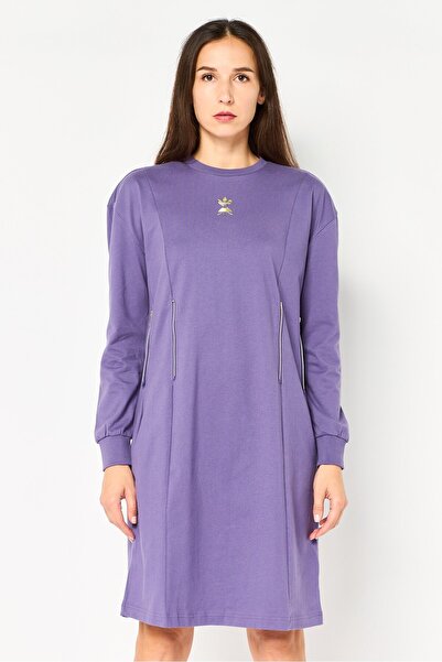 adidas Women Sportswear Fit Long Sleeve Outdoor Mini Dress, Purple