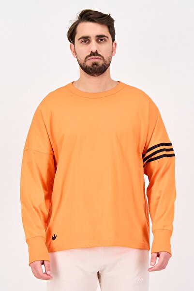 adidas Men Loose Fit Long Sleeve Outdoor Sweatshirt, Orange