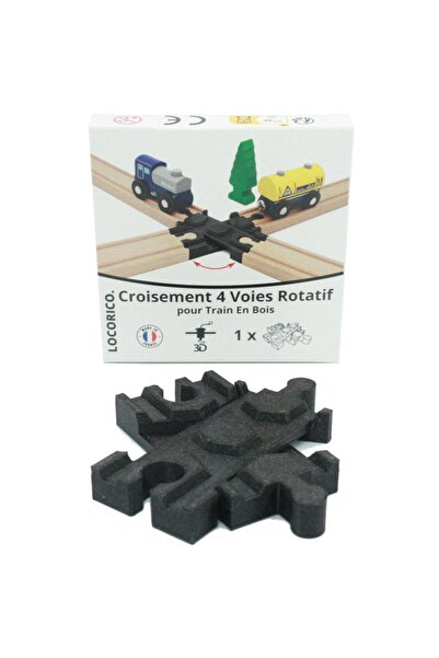Locorico 4-Way Wooden Train Intersection