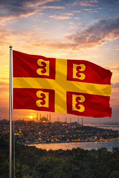 ÇELİKONLİNE Bizans Bayrağı İmparatorluk Sancağı Set 50x75cm