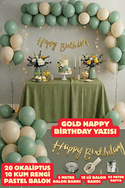 Baloncu Nene مجموعة حفلات عيد الميلاد الذهبية مع 20 بالونًا على شكل الأوكالبت...