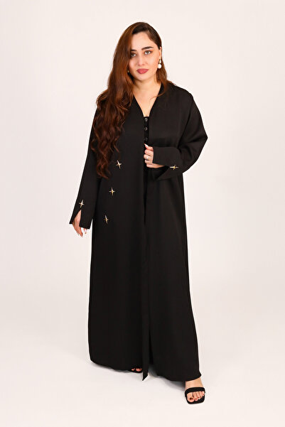 LINELLE Black Abaya Women – Star Ornament Detailing